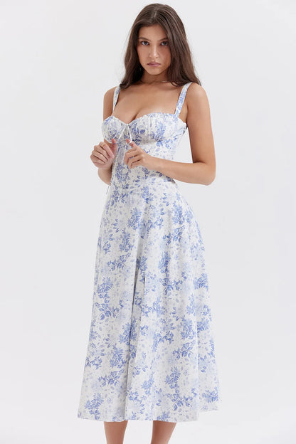 FloraCharm  - Floral Slit Corset Dress