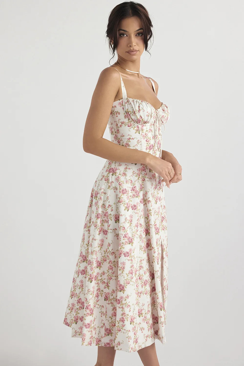 FloraCharm  - Floral Slit Corset Dress